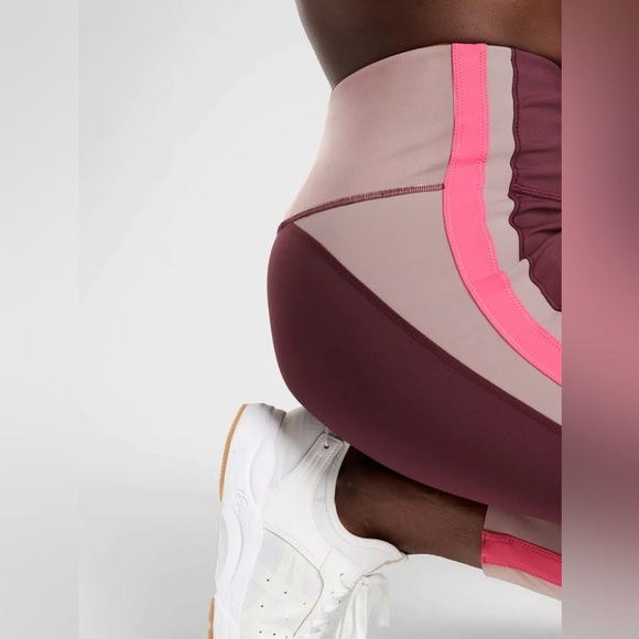 ATHLETA Crunch Colorblock 7/8 Tight SuperSonic Antique Burgundy Medium Gym Yoga - Picture 4 of 7